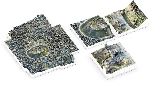 Top-down views of Aleppo as a 3D model