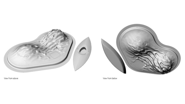 Two ovoid forms rendered with topology