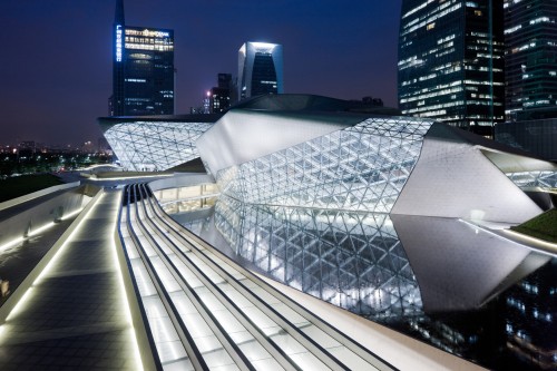 Guangzhou Opera House by Zaha Hadid Architects  (Corurtesy Iwan Baan)