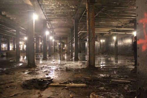 The trolley terminal today is dark and dirty but features tall ceilings and industrial details. (Courtesy Delancey Underground)