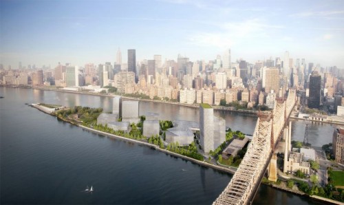 Updated rendering showing the planned Cornell Technion campus on Roosevelt Island. (Courtesy Kilograph)