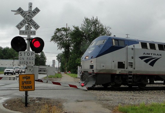 An Amtrak train in Niles, Ill. (Courtesy Wayne Senville, Planning Commissioners Journal)