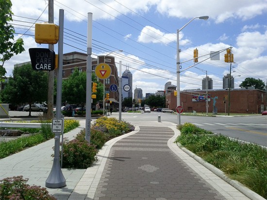 Cycle lanes and landscaping in Indianapolis. (Eric Fischer / Flickr)