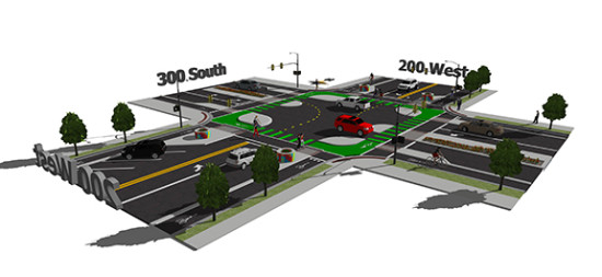 Salt Lake City's planned protected bike intersection. (Courtesy SLC.GOV)