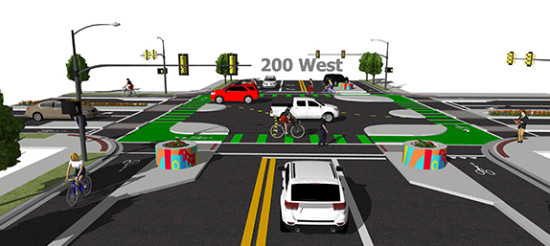 Salt Lake City's planned protected bike intersection. (Courtesy SLC.GOV)