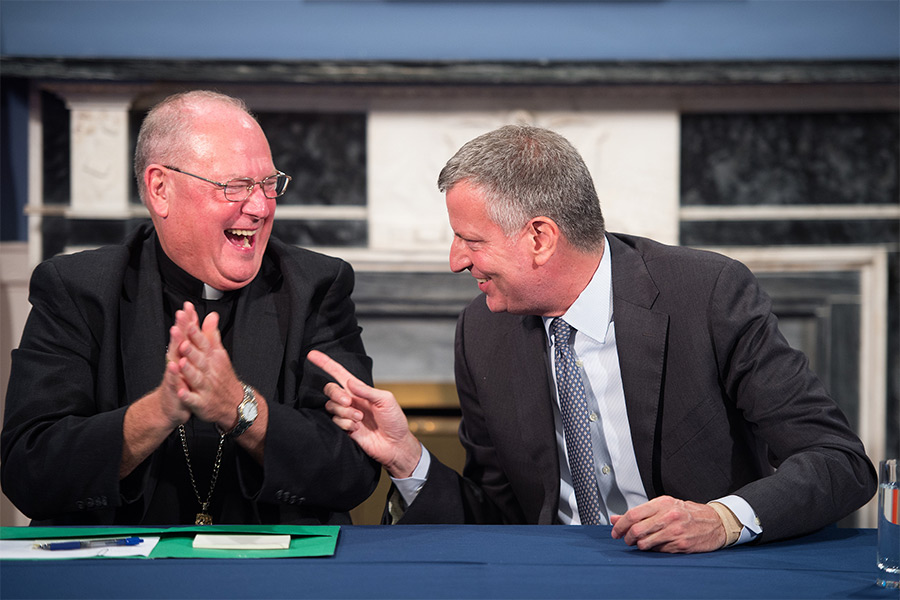 new-york-city-mayor-de-blasio-and-cardinal-dolan-working-on-plan-for