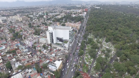 Aerial view of Centro's new campus and Chapultepec Park. (Courtesy of Centro)