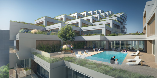 Amenities floor and terraced unit patios. (3XN, Courtesy CNW Group/Tridel)
