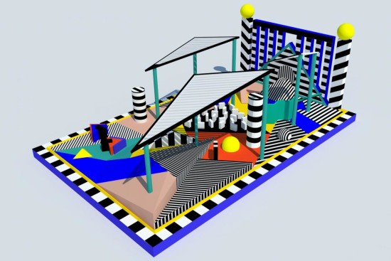 3D render of Camille Walala's Visionary golf hole design. As part of Trafalgar Square pop-up golf course. (Courtesy the London Design Festival)