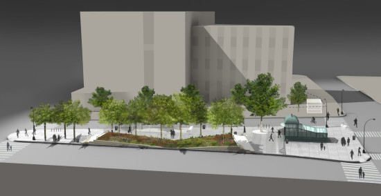 The plaza surrounding the uptown Astor Place 6 subway entrance.(Courtesy WXY Studio)