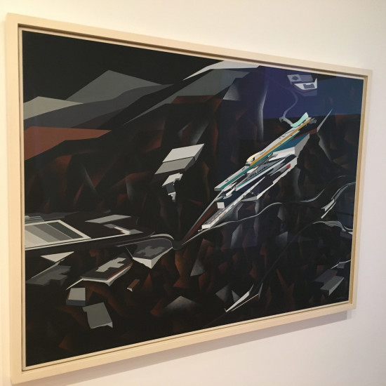 Zaha Hadid, The Peak,, Hong Kong. Project, 1991. Exterior Perspective. Synthetic polymer on paper mounted on canvas. David Rockefeller, Jr., Fund, 1992. (AN)
