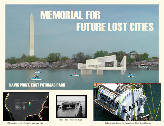 Memorials for the Future Lost Cities brings awareness to the problem of the rising sea level and its consequences (Courtesy of the National Parks Service)