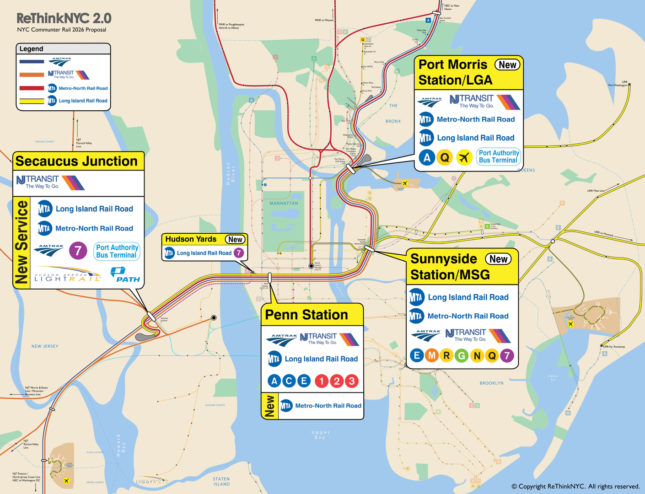 Commuter Rail Transfer Options from NYC Trunk Line -Post ReThinkNYC Plan (Courtesy ReThinkNYC)