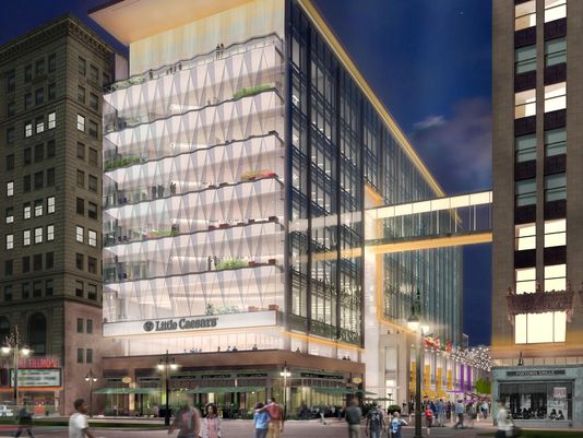 The new Little Caesars Global Resource Center will connect to the company's current headquarters with a seventh floor skyway. (SmithGroupJJR)