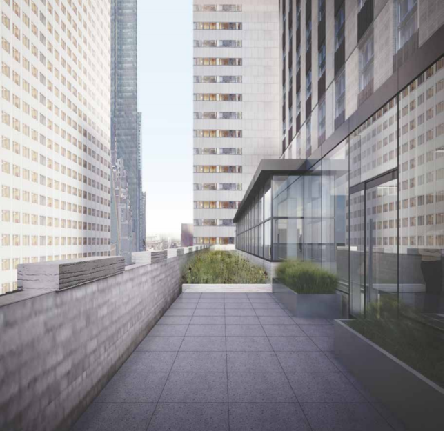 Tenth floor terrace along 52nd Street (Courtesy RXR and KPF)