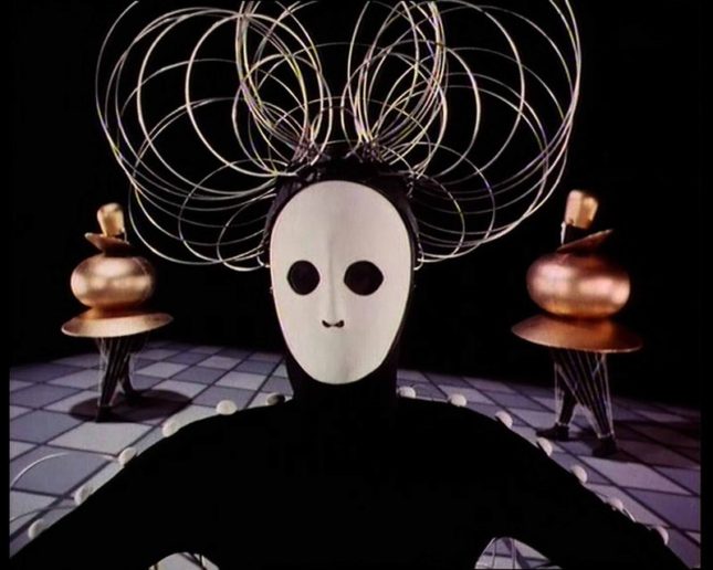 After Oskar Schlemmer (1888–1943), Das Triadische Ballett [Triadic Ballet], 1970. 35mm film transferred to video, color, sound; 29 min. Courtesy Global Screen, Munich. Produced by Bavaria Atelier for the Südfunk, Stuttgart, in collaboration with Inter Nationes and RTB (Belgian Television)Director: Helmut Amann. Choreography and costume designs: Oskar Schlemmer, 1922. Artistic advisors: Ludwig Grote, Xanti Schwinsky, and Tut Schlemmer ©1970 Bavaria Atelier for SWR in collaboration with Inter Nationes and RTB