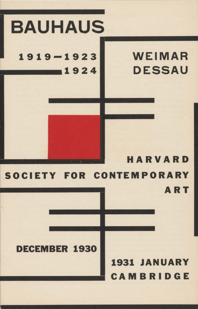 Catalogue of the 1930 Bauhaus exhibition. (Harvard Society for Contemporary Art, Harvard University Archives)