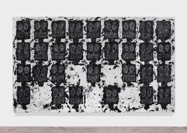 Rashid Johnson, Untitled Anxious Audience, 2016. White ceramic tile, black soap, wax. 239.4 x 402.6 x 6.4 cm / 94 1/4 x 158 1/2 x 2 1/2 in. (© The artist, Courtesy Hauser & Wirth) 