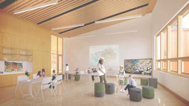 Rending of a classroom. (Courtesy Hennebery Eddy Architects)