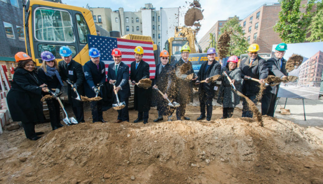 At the groundbreaking ceremony is complete the traditional shovelling of dirt. (Courtesy BDG)