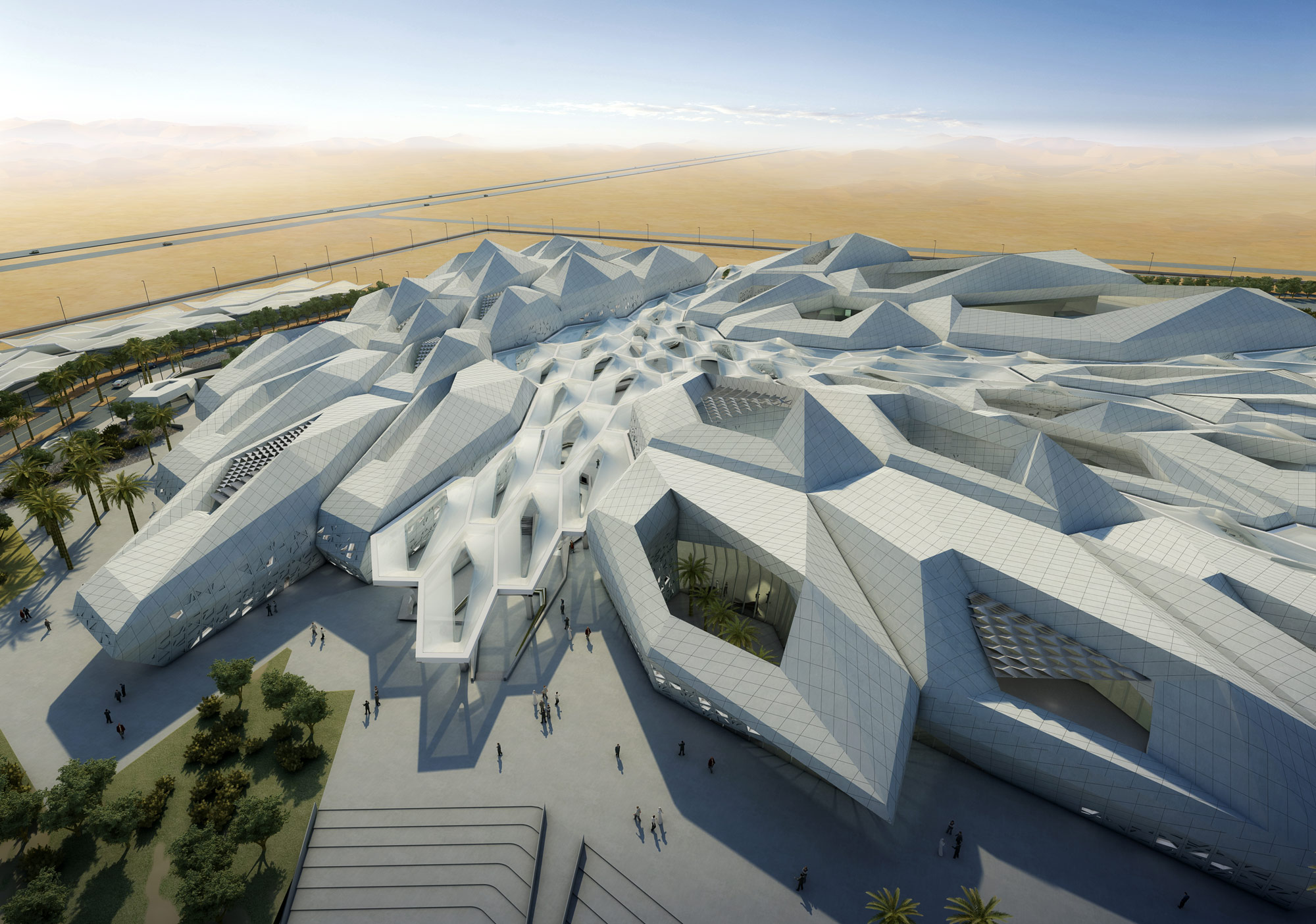 Zaha Hadid Architects’ King Abdullah Petroleum Studies and Research Center has modular cells that absorb sun through skylights that have been tuned for optimal solar orientation. (Courtesy Zaha Hadid Architects)