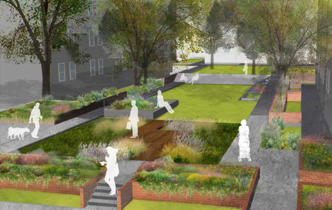 Perspective render of West Village project. (Courtesy Local Office Landscape and Urban Design)