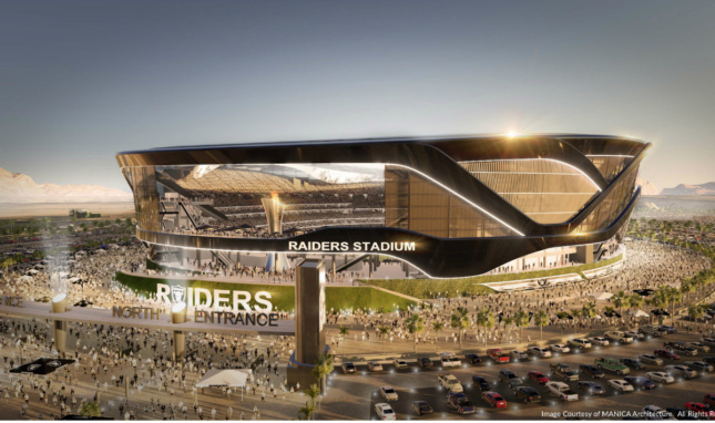 View of a proposed scheme for the potential Las Vegas Raiders stadium designed by Manica Architecture. (Courtesy Manica Architecture)