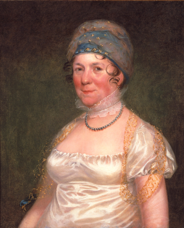 Bass Otis, 1784-1861. Mrs. James Madison (Dolley Payne Todd, 1768-1849), ca. 1817. Oil on canvas. Gift of Thomas Jefferson Bryan. (Courtesy New-York Historical Society)