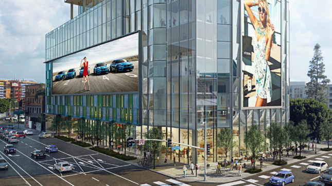 The building's ground floor areas are being designed to feature large-format electronic signage. (Courtesy Los Angeles Department of City Planning)