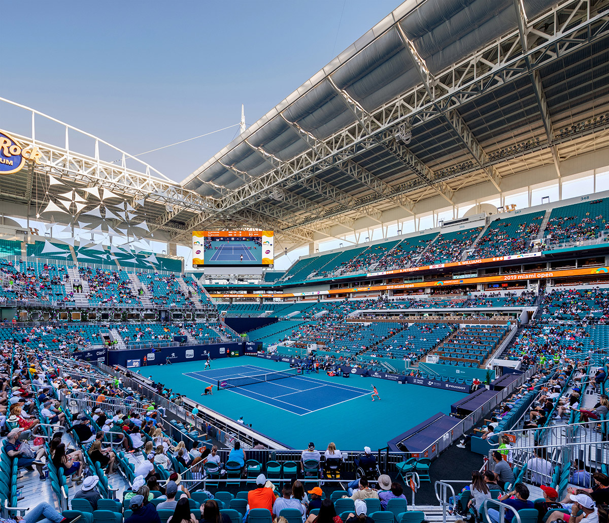 ROSSETTI designed a partialpopup tennis stadium for the Miami Open