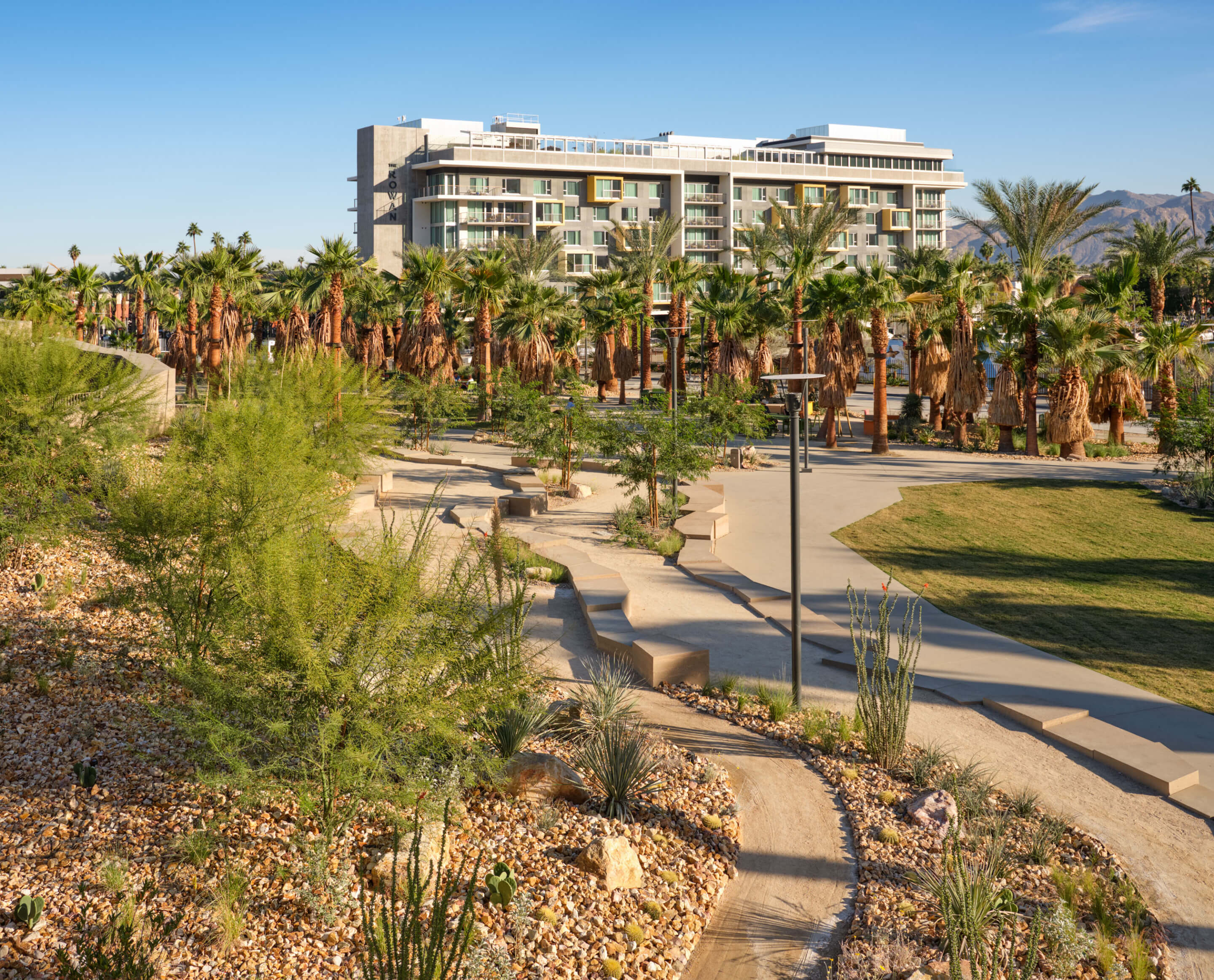 Palm Springs' Downtown Park looks beyond the desert city's