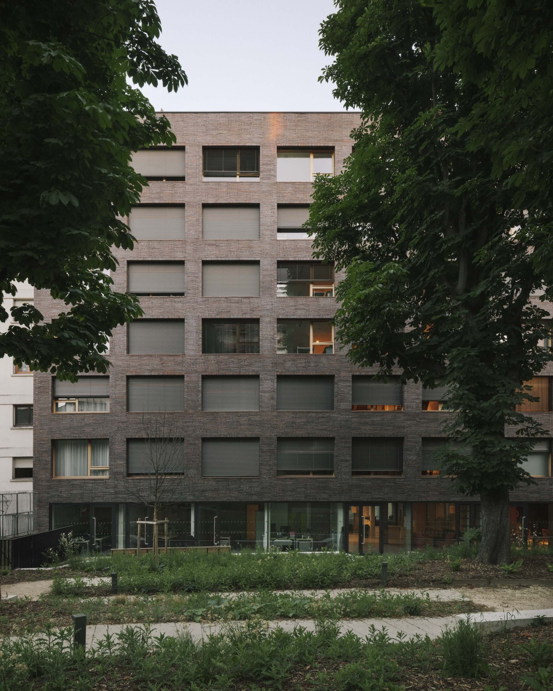 Brick facade and accessible garden