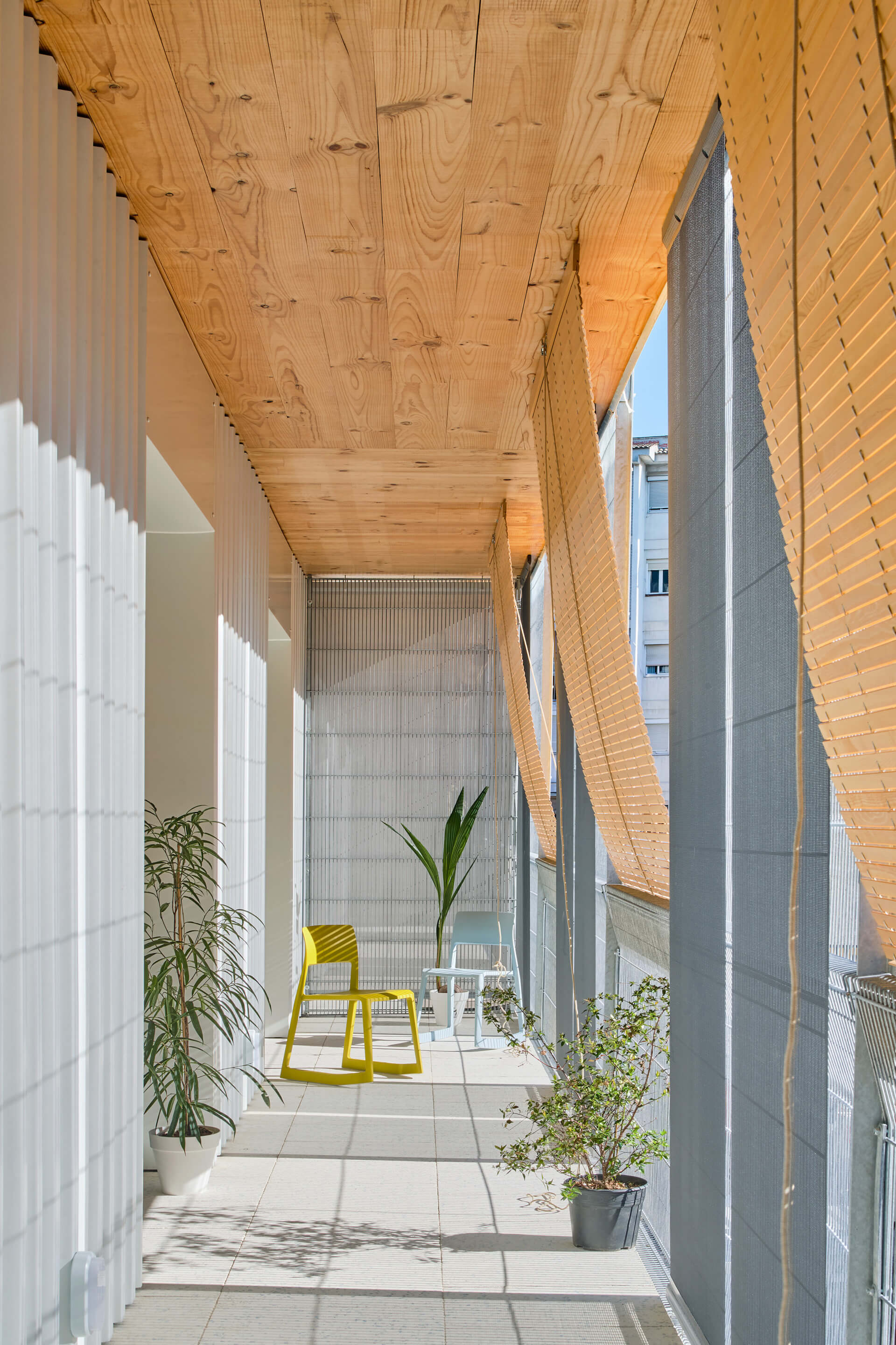 Exposed wooden ceilings on a terrace