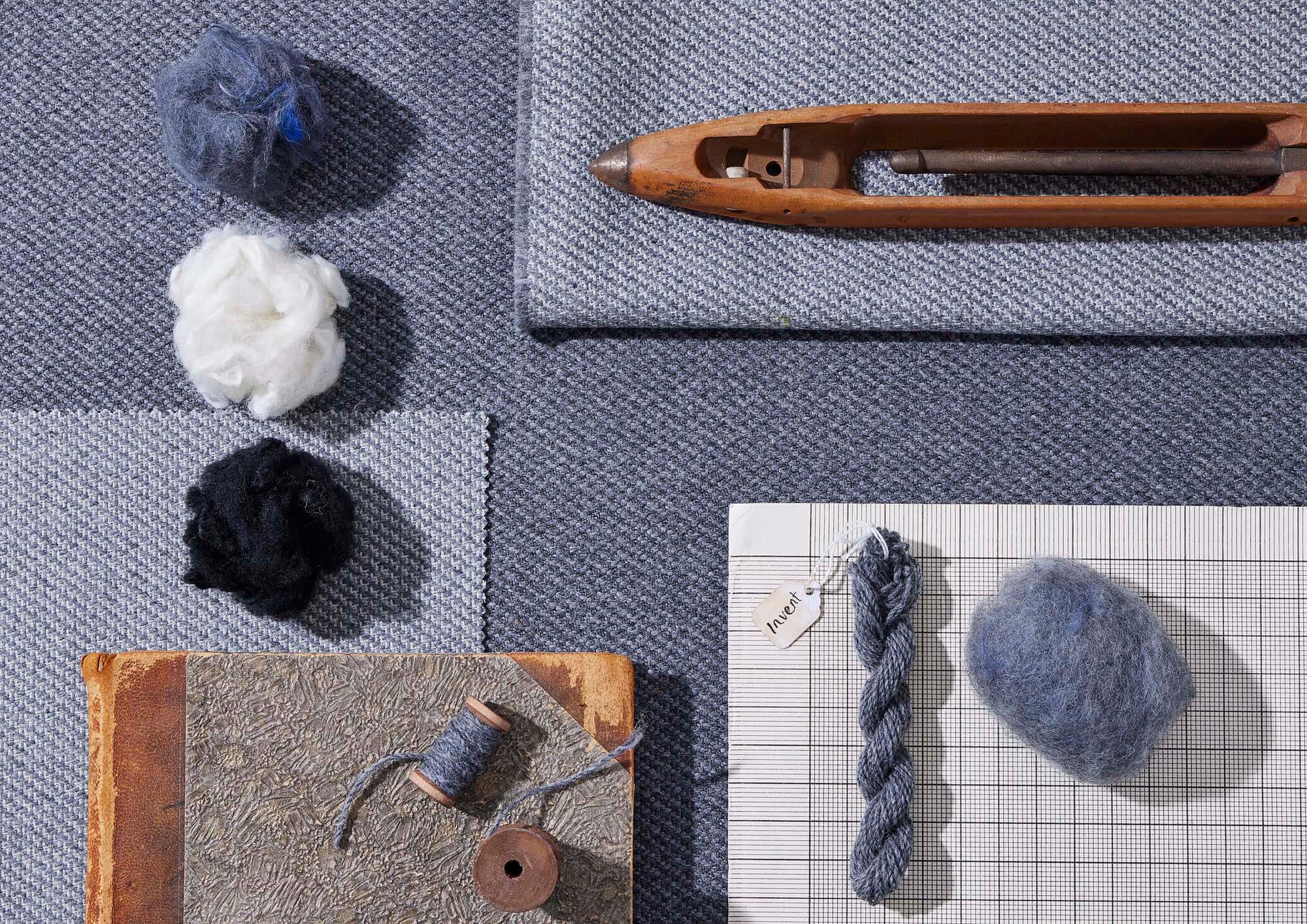 aerial view of objects and fabrics