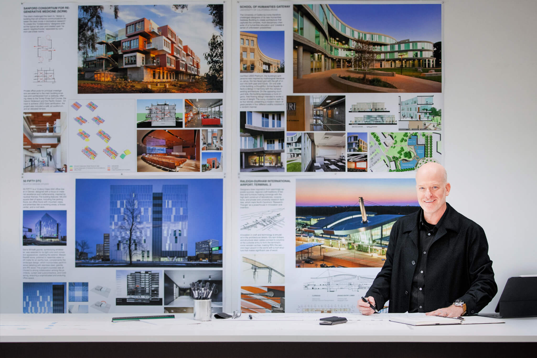 Photograph of Robin Ault in Fentress Architects office