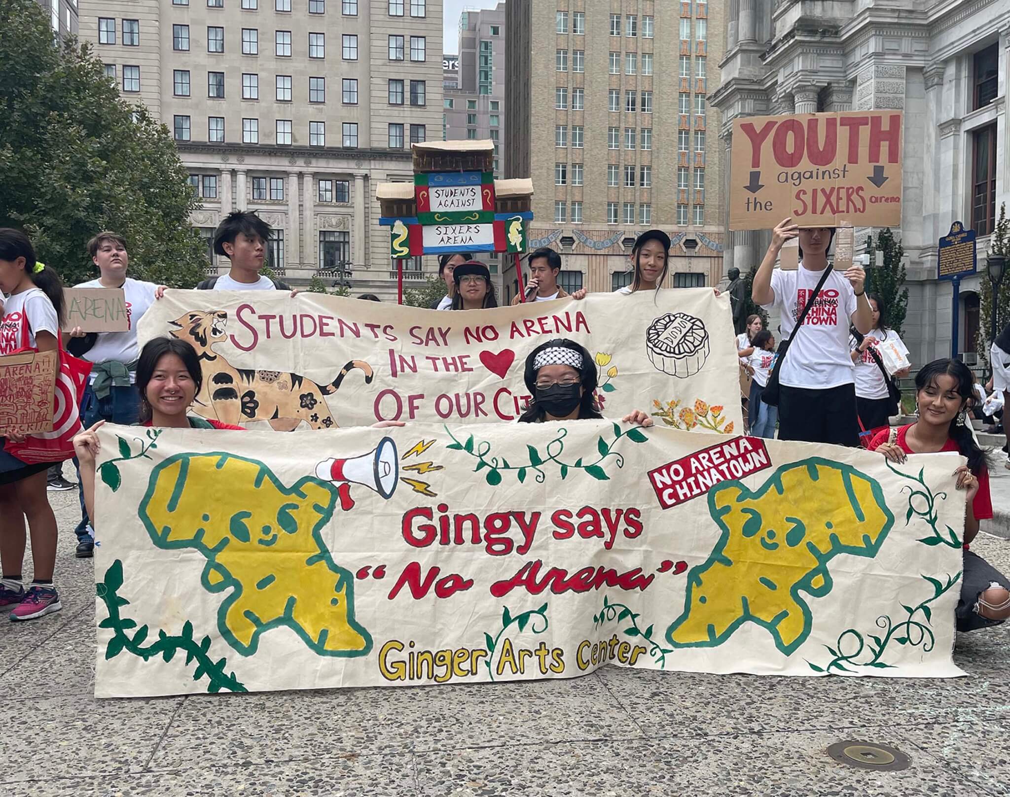 4,000 people showed up outside Philadelphia City Hall to protest a new basketball arena by Gensler in Philadelphia’s Chinatown