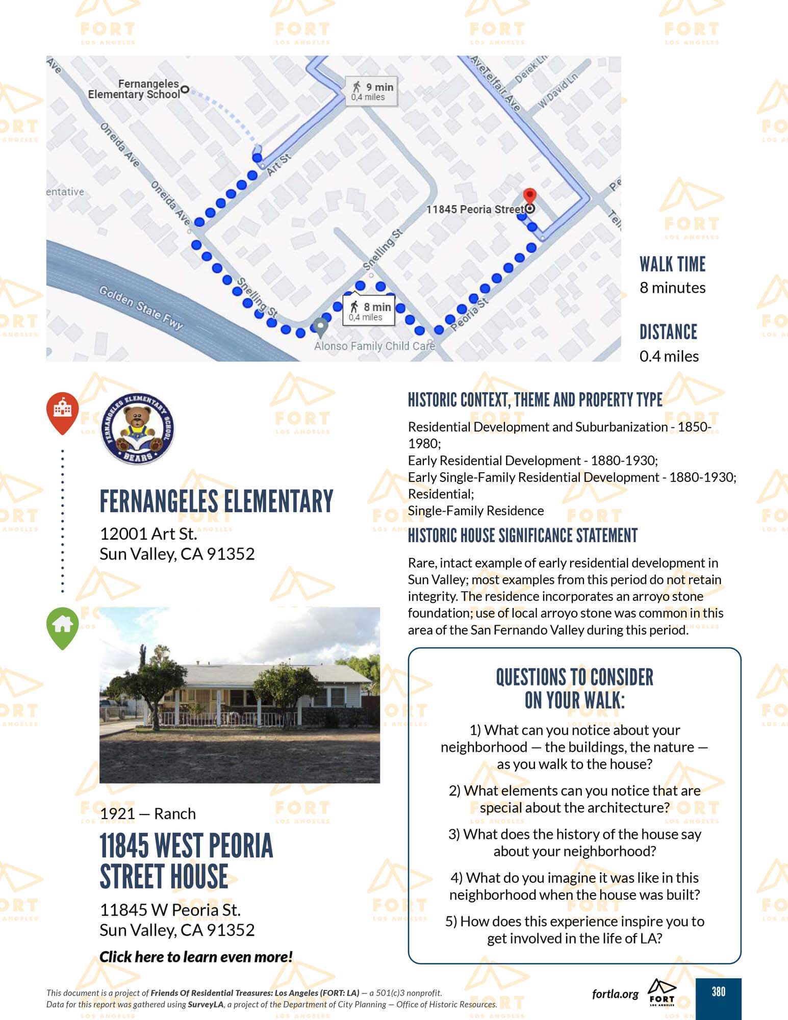 Infographic with map from the new Los Angeles historic residential guide, Every School Has a House.