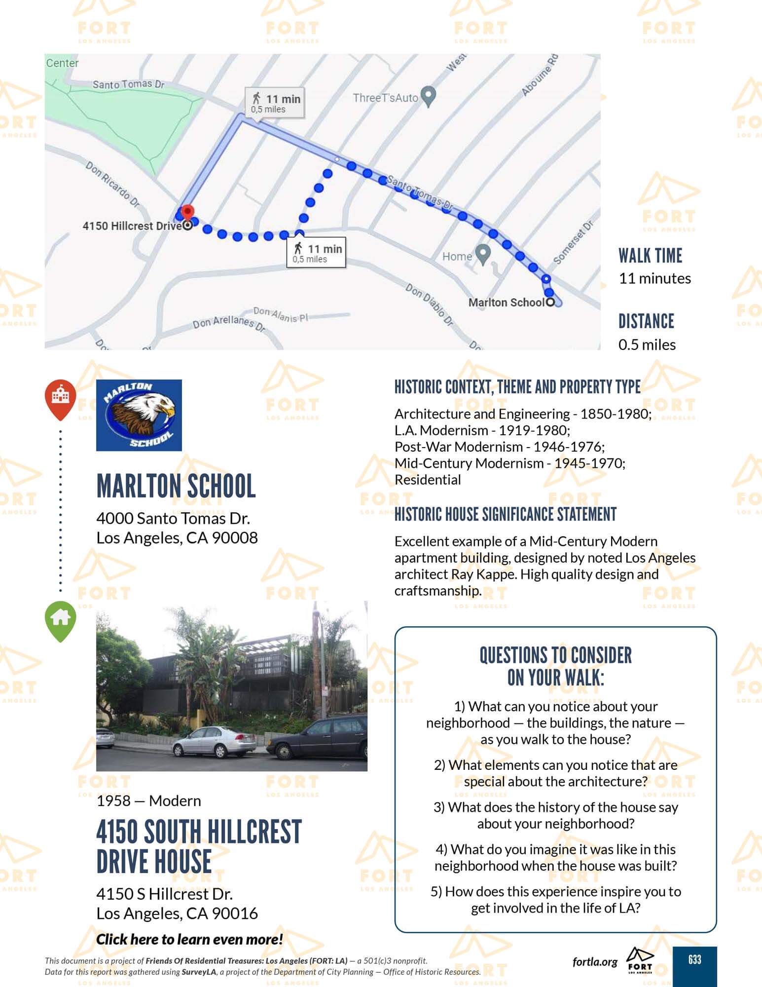 Infographic with map from the new Los Angeles historic residential guide