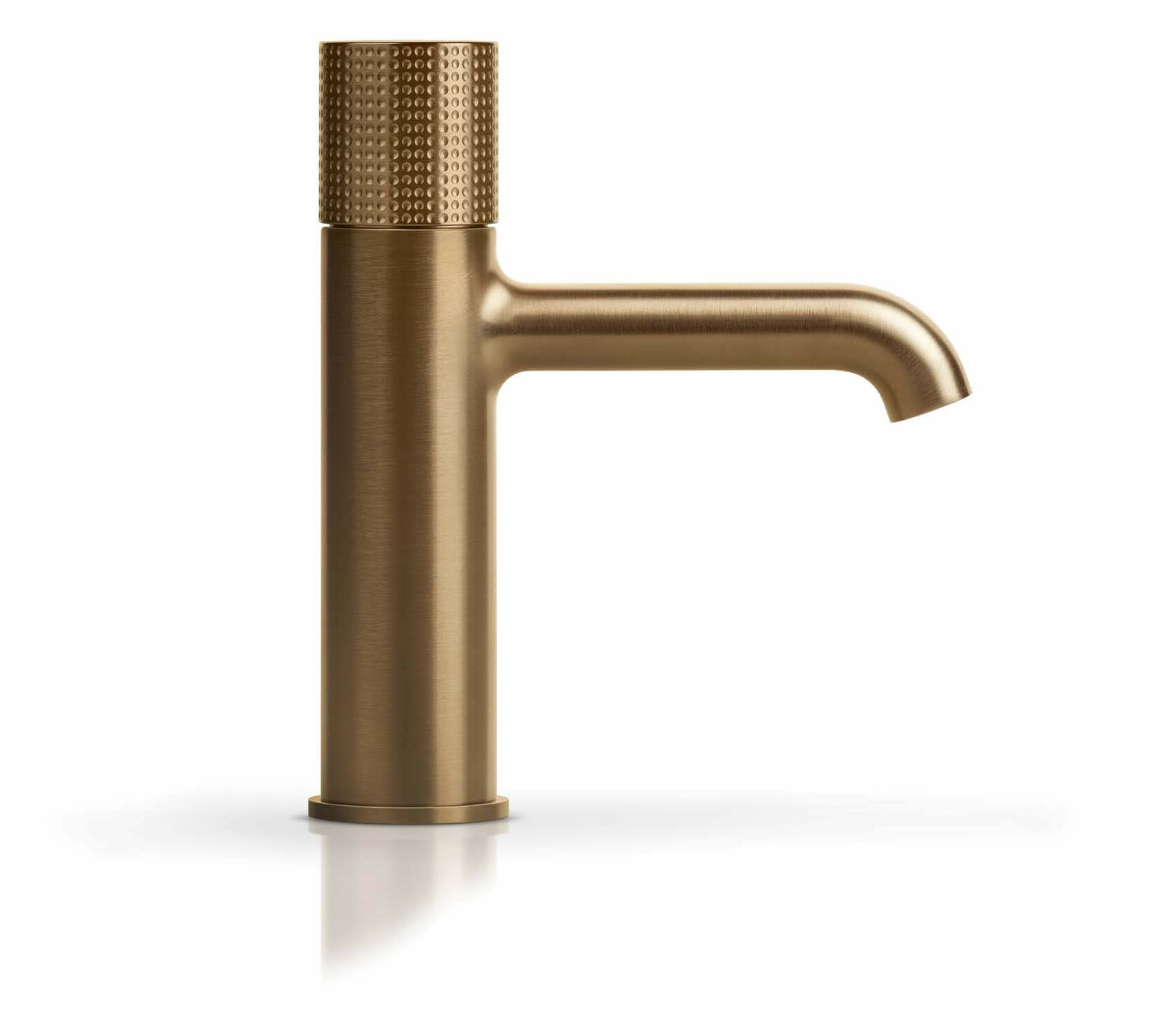 Bronze bathroom faucet by Gessi with textured handle top