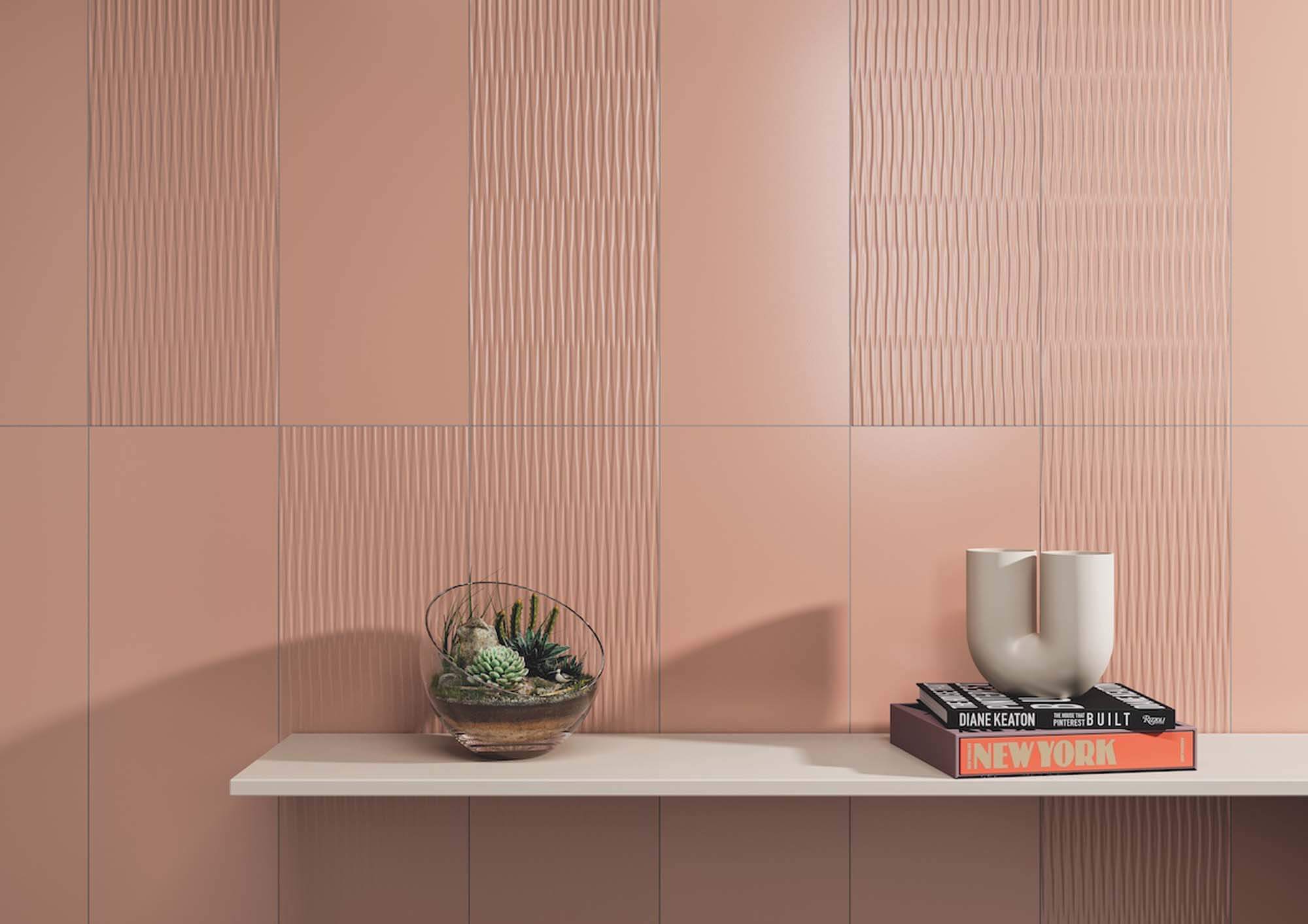 pink textured wall covering