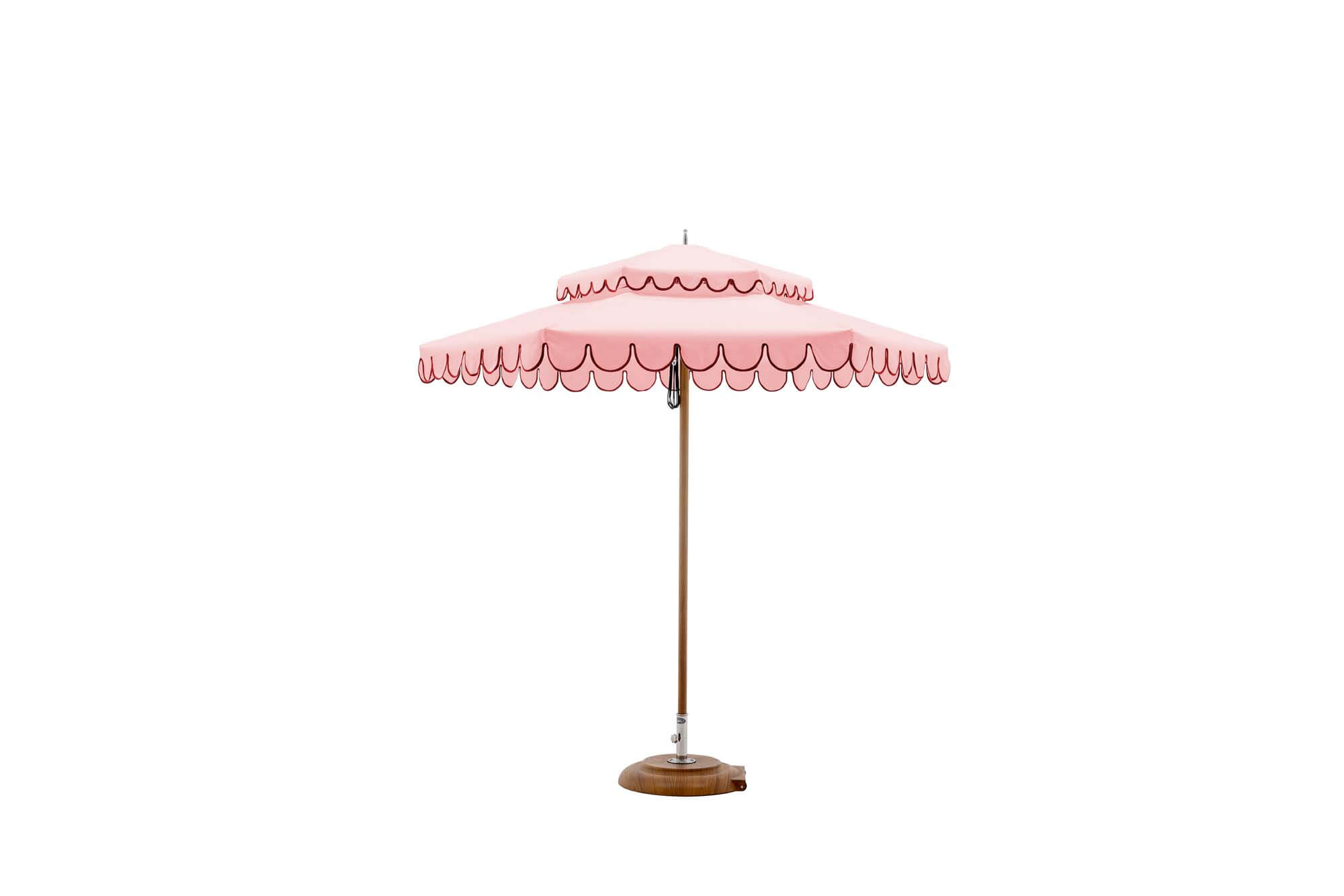 Bright pink outdoor furniture umbrella.