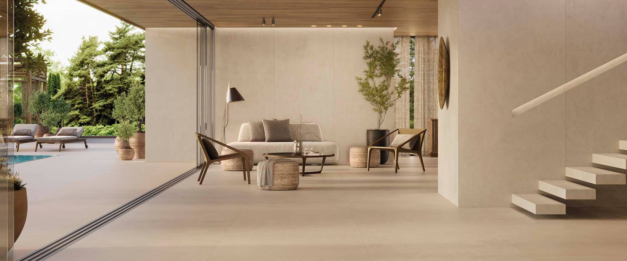 large-format porcelain for walls and floors