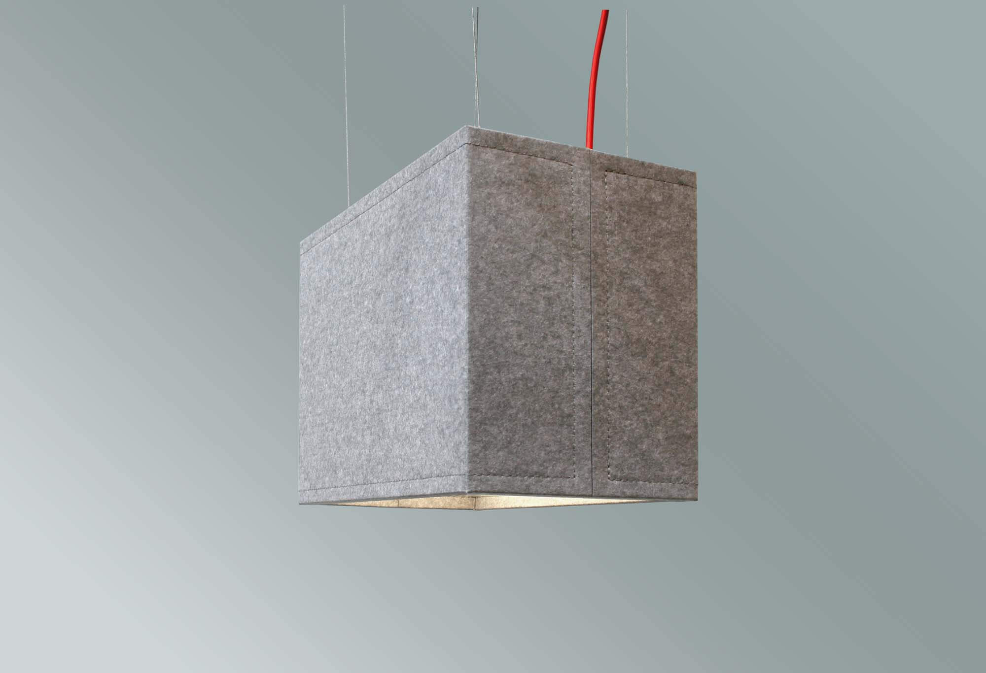 Rectangular grey light pendant by Sabin Light.