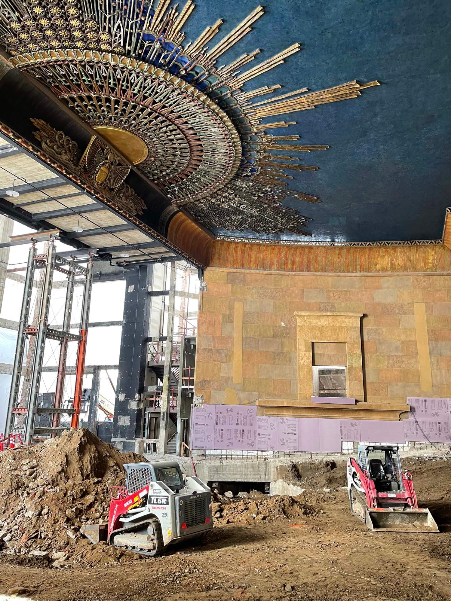 Construction photograph during the renovation of Netflix Egyptian Theatre.