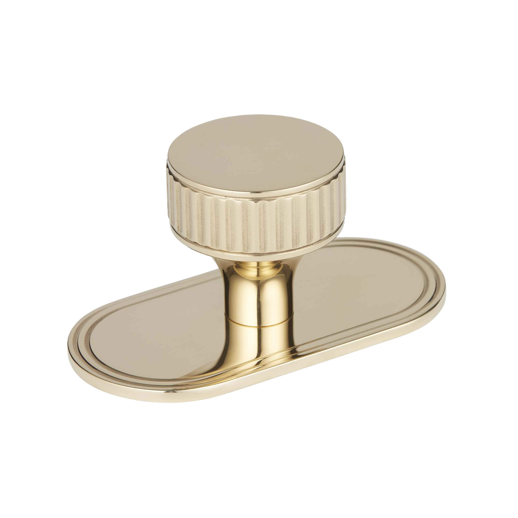 Shiny brass door knob by Armac Martin.