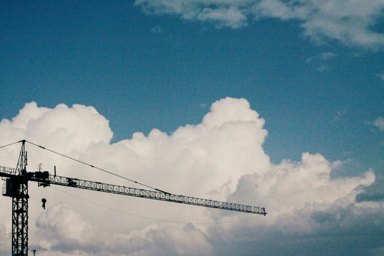 construction crane with blue sky