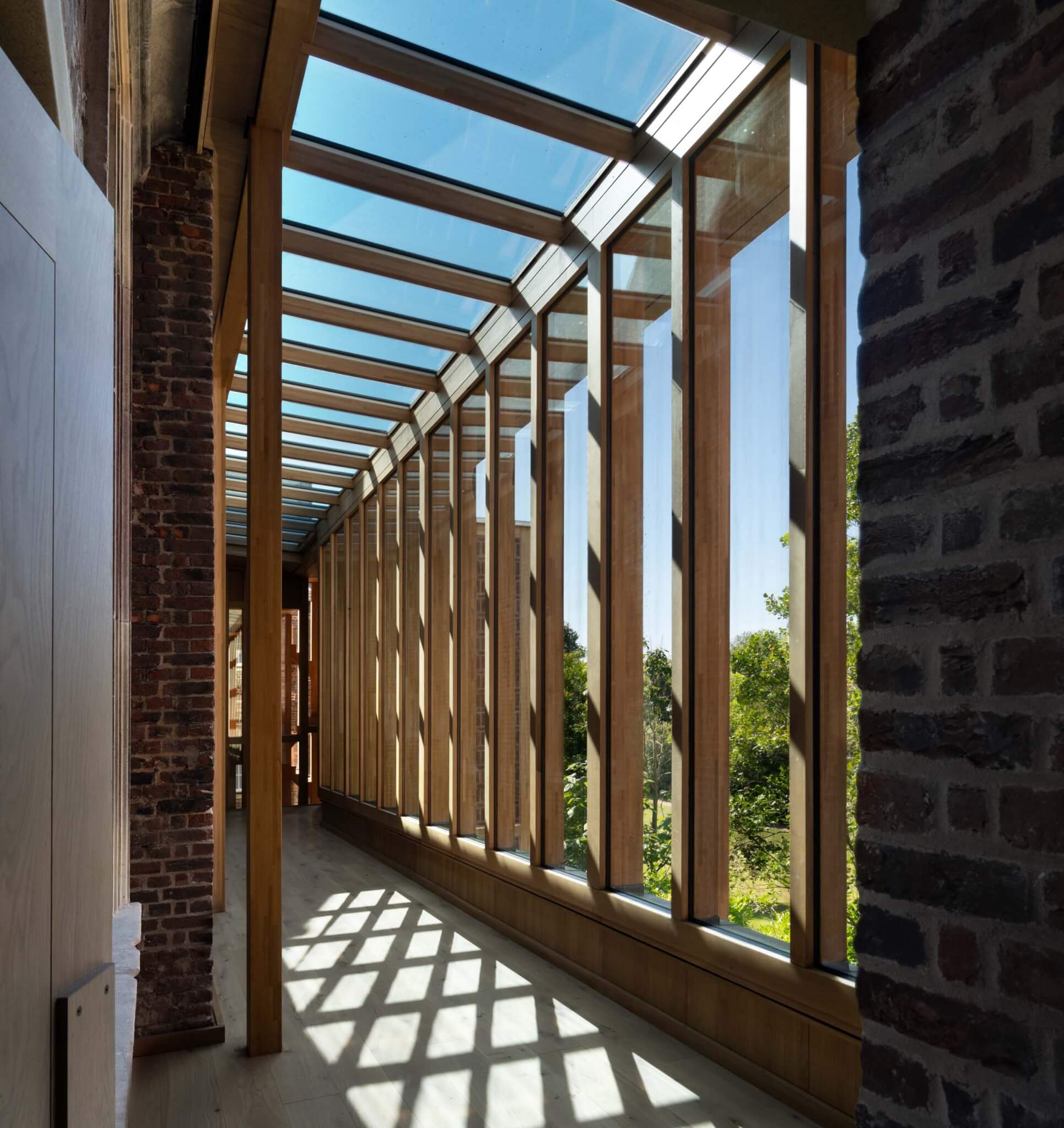 timber and brick passageway at Clare College