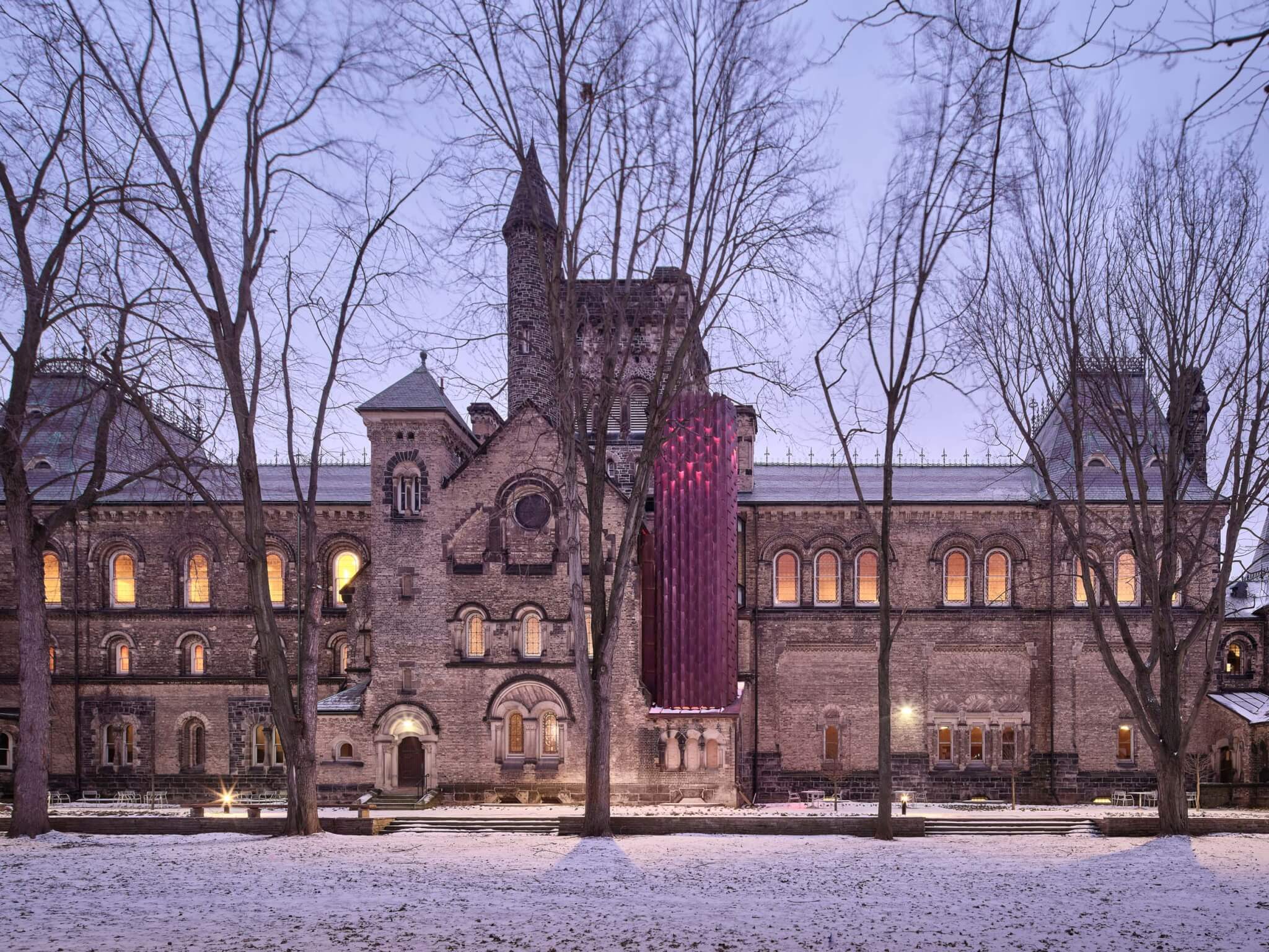 Kohn Shnier and ERA Architects renovate University of Toronto library, adding a copper-sheathed elevator tower