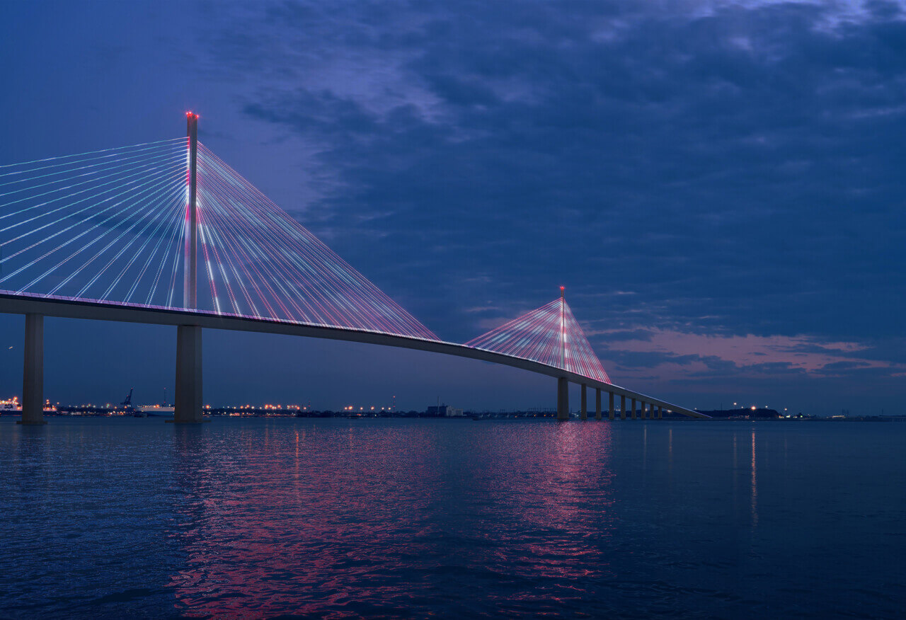 rendering of Francis Scott Key Bridge at night