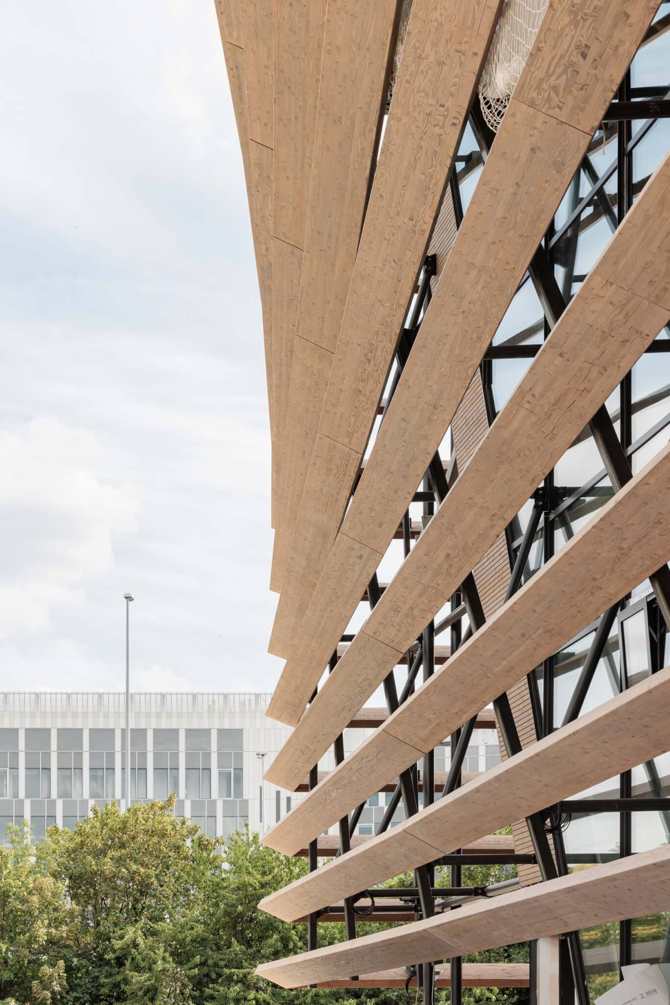 close-up of glulam fins